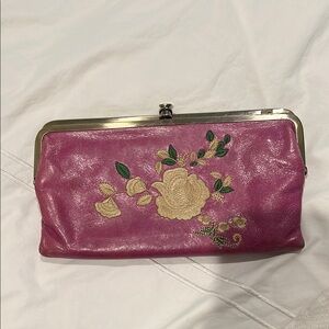 HOBO Purple Floral Embroidered Clutch